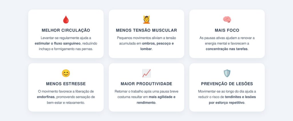 Quais são os benefícios de levantar e se movimentar?