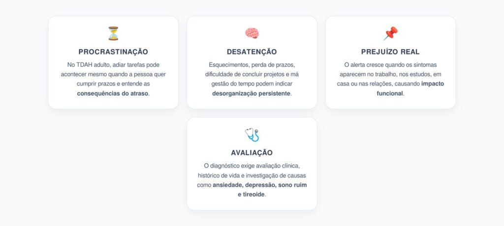 TDAH em Adultos: Sinais que Parecem Procrastinação, mas Não São