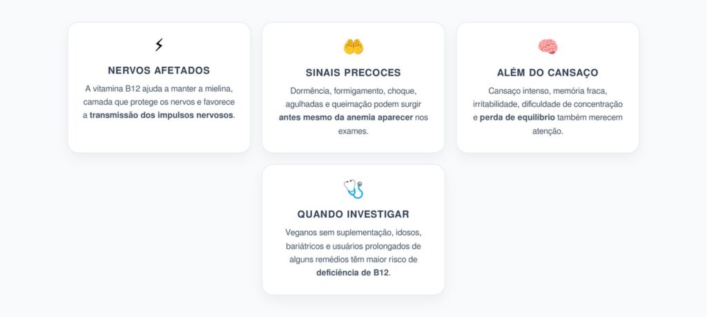 Vitamina B12 Baixa: Sinais nos Nervos Antes da Anemia