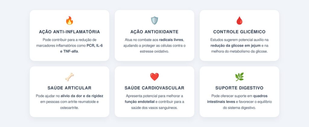 Quais são os principais benefícios atribuídos à curcumina?