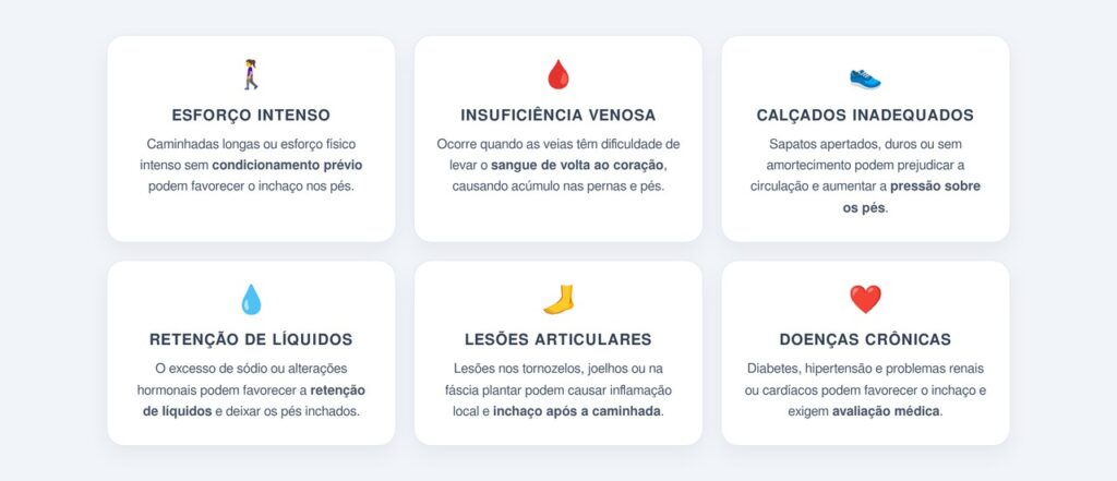 Quais são as principais causas do inchaço nos pés?