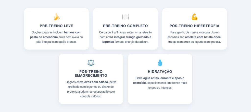 Quais alimentos escolher antes e depois do treino?
