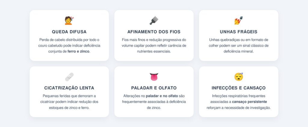 Quais sinais indicam possível deficiência conjunta?