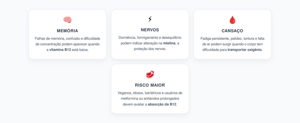 Vitamina B12 Baixa: Sinais no Corpo, Cérebro e Nervos Que Merecem Atenção