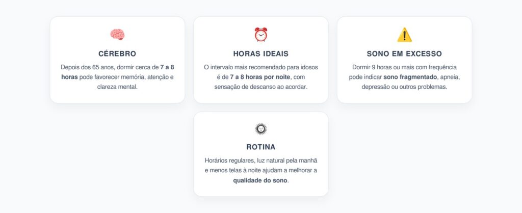 Sono Depois dos 65: Quantas Horas Ajudam o Cérebro a Funcionar Melhor