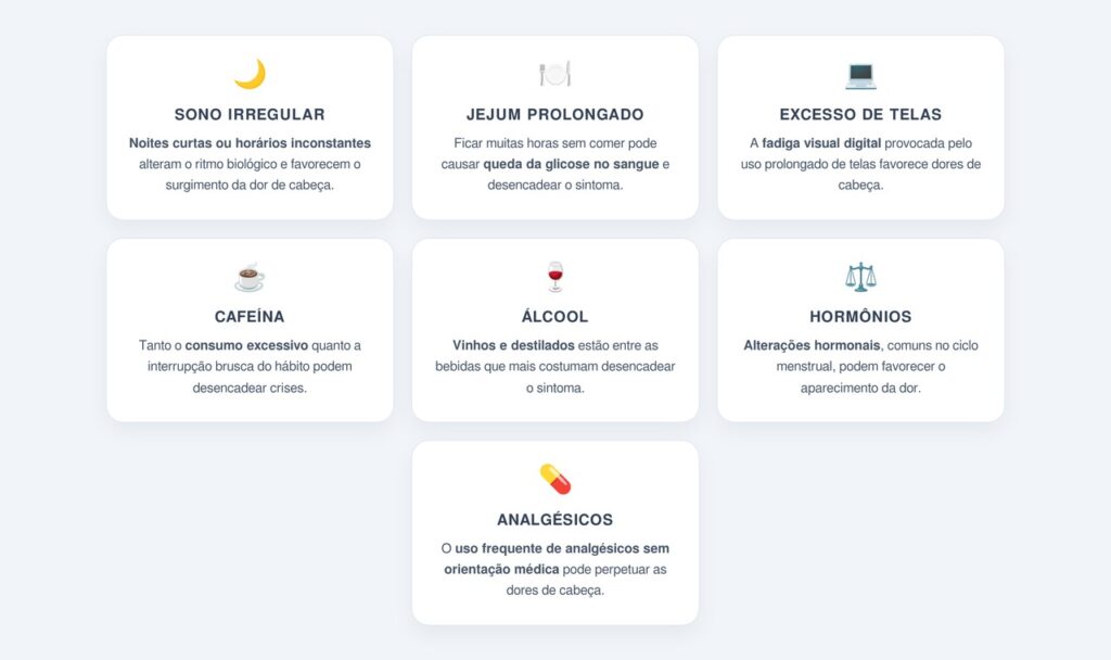 Quais outros gatilhos comuns explicam o sintoma?