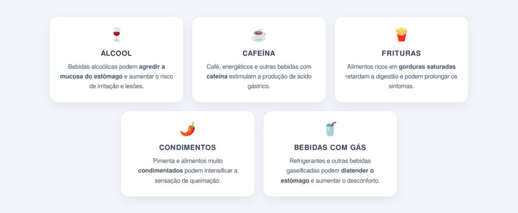 Quais alimentos pioram a gastrite?
