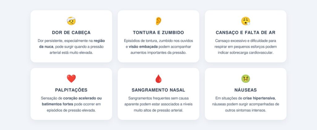 Quais sintomas podem indicar pressão elevada?