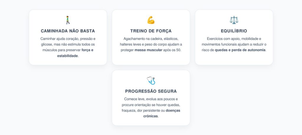 Treino Depois dos 50: Força e Equilíbrio Para Proteger Músculos e Evitar Quedas