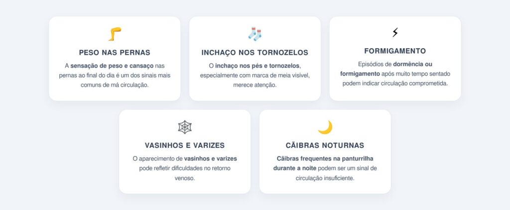 Quais sinais indicam má circulação nas pernas?