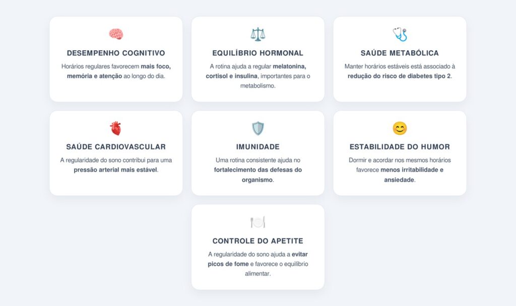 Quais benefícios surgem com horários estáveis de sono?