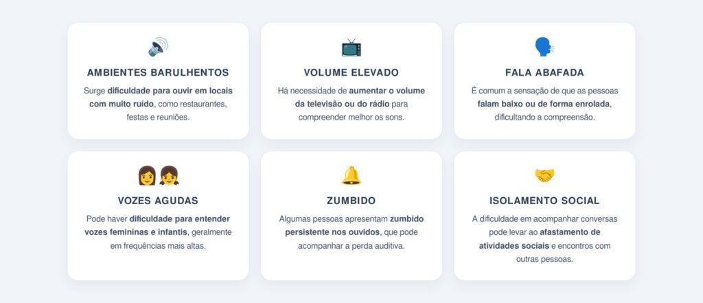 Quais são os principais sinais da presbiacusia?