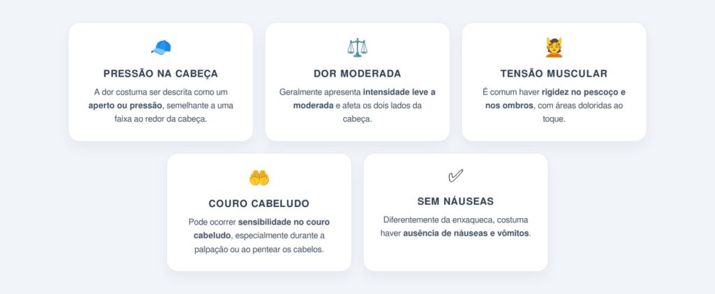 Quais são os sinais de uma dor de cabeça tensional?