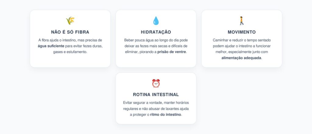 Prisão de Ventre Além da Fibra: Água, Movimento e Rotina Também Contam