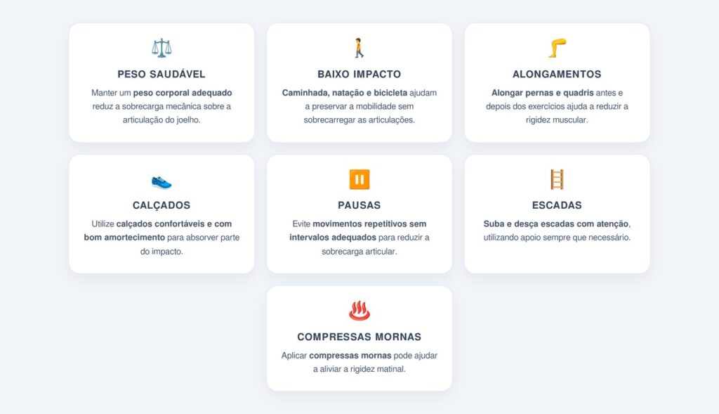 Quais hábitos ajudam a proteger o joelho no dia a dia?