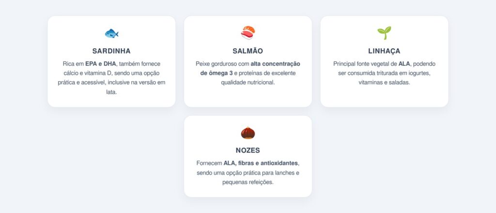 Quais são as quatro fontes mais acessíveis de ômega 3?