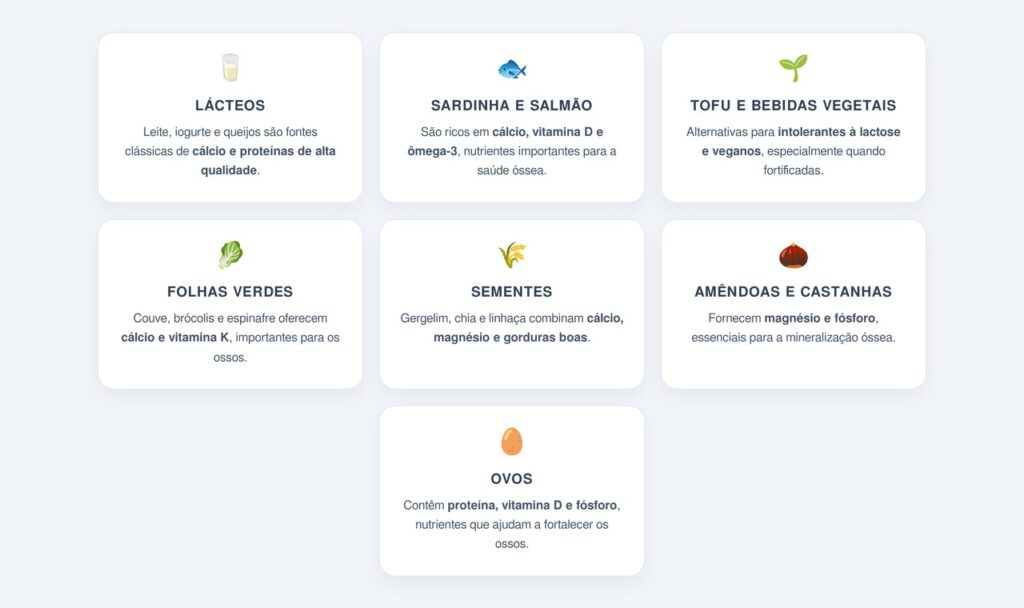 Quais alimentos ajudam a fortalecer os ossos?