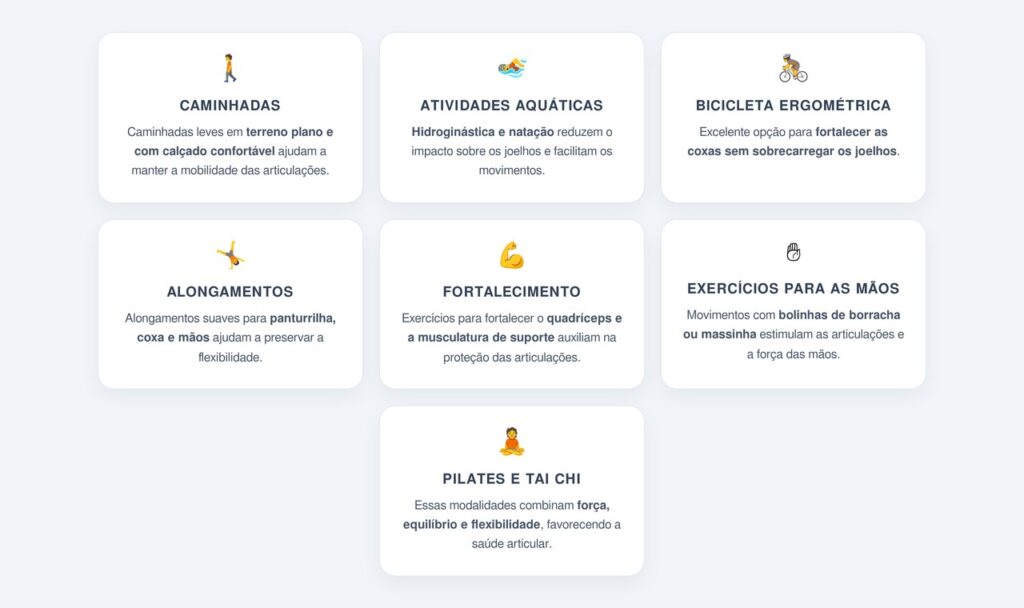 Quais exercícios são indicados para joelhos e mãos?