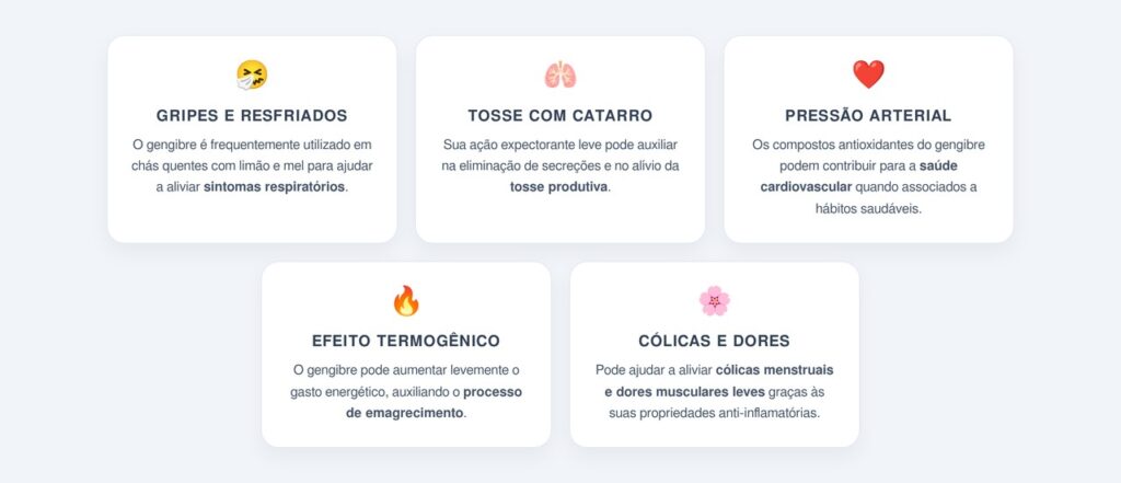 Quais outros usos populares do gengibre vale conhecer?