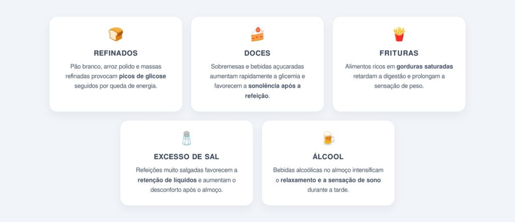 Quais alimentos pioram a sonolência depois do almoço?