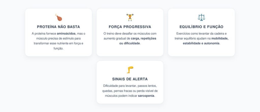 Sarcopenia Depois dos 60: Proteína, Treino de Força e Equilíbrio