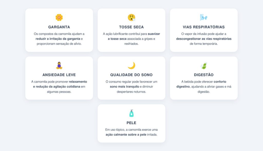 Como a camomila ajuda na tosse e na garganta?