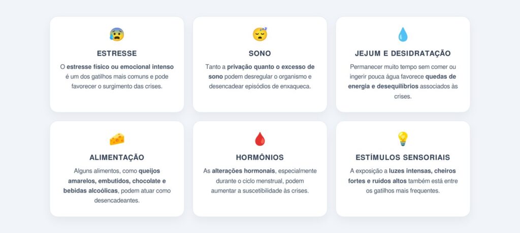 Quais são os principais gatilhos da enxaqueca?