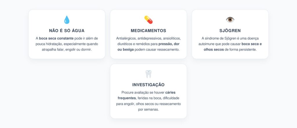 Boca Seca Constante: Medicamentos e Sjögren Podem Estar por Trás do Sintoma