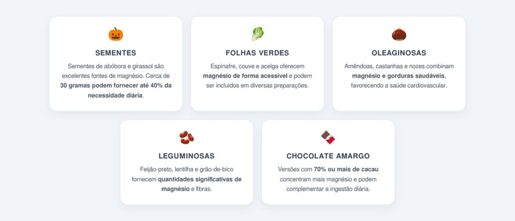Quais alimentos são ricos em magnésio?