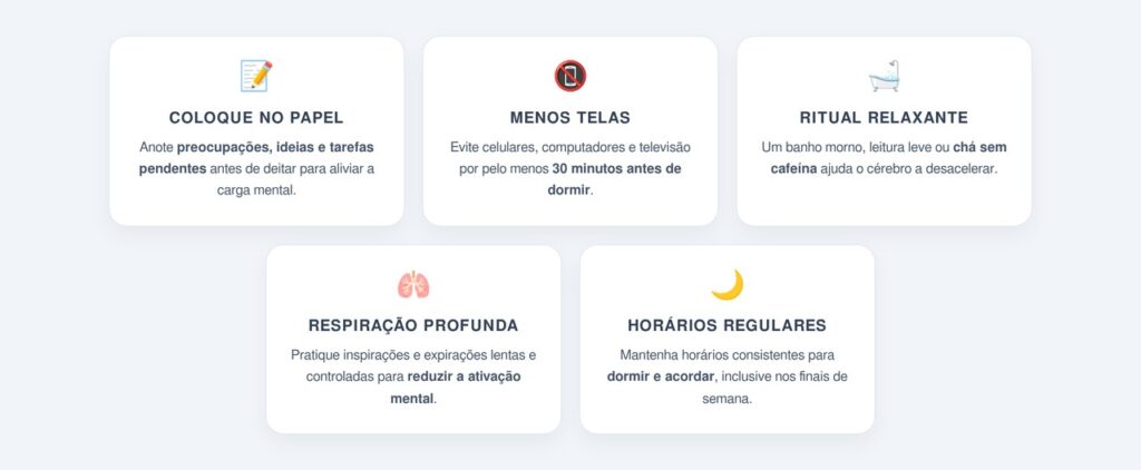 Quais mudanças ajudam a acalmar os pensamentos?