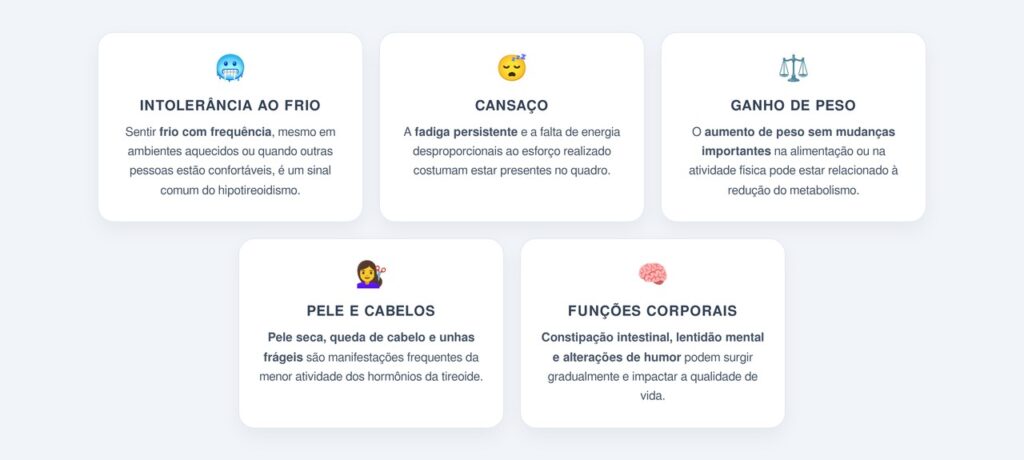 Quais sintomas acompanham o hipotireoidismo?