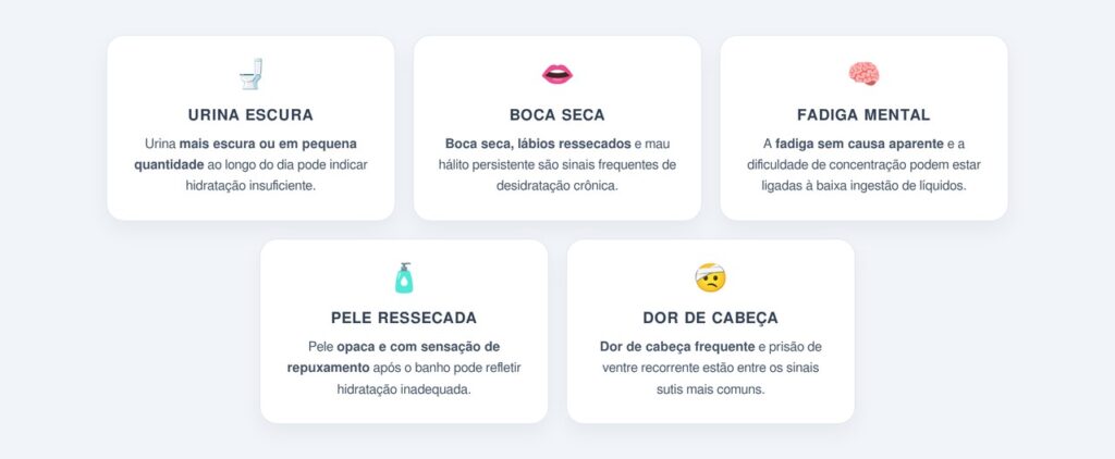 Quais são os sinais sutis de desidratação crônica?