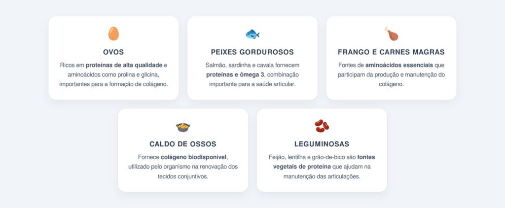 Quais alimentos fornecem proteínas e colágeno?