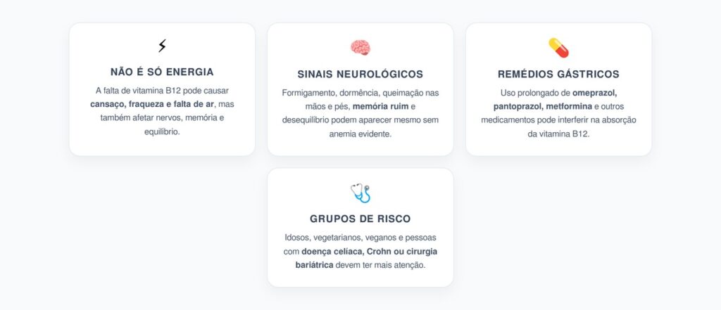 Falta de Vitamina B12: Sinais que Vão Além do Cansaço