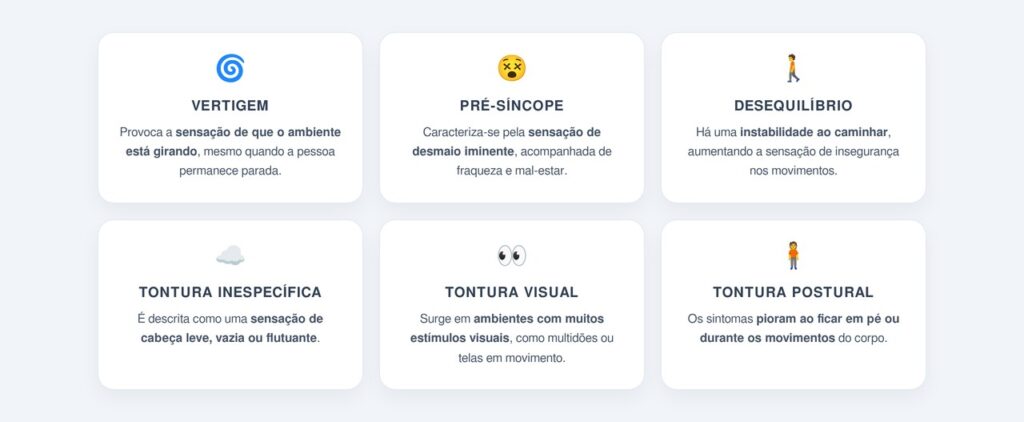 Quais são os principais tipos de tontura?