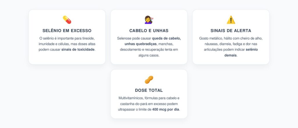 Selênio em Excesso: Quando o Suplemento Pode Derrubar Cabelo e Fragilizar Unhas