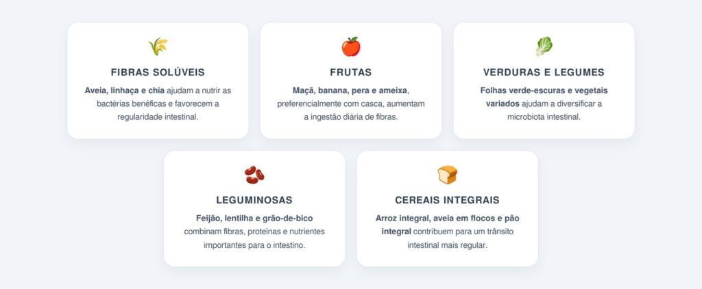 Quais alimentos ricos em fibras fazem bem ao intestino?