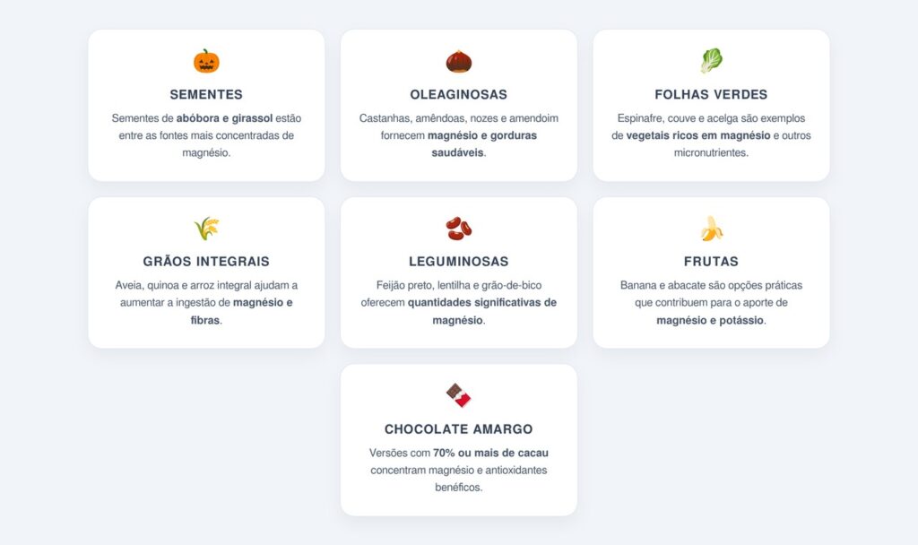 Quais alimentos são ricos em magnésio?