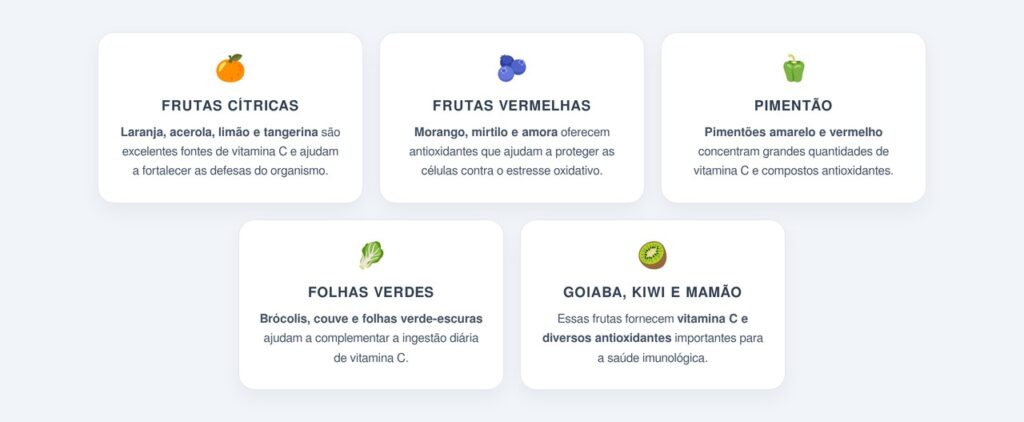 Quais alimentos fornecem vitamina C e antioxidantes?