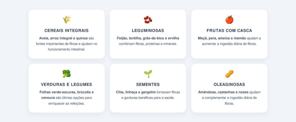 Quais alimentos são boas fontes de fibras?
