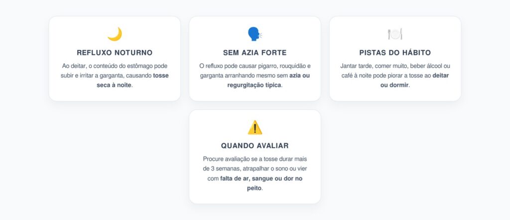 Tosse Seca à Noite: Quando o Refluxo Pode Aparecer Sem Azia Forte
