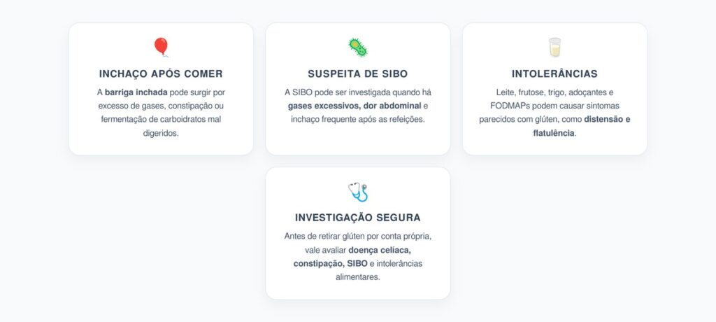 Barriga Inchada Depois de Comer: Sinais de SIBO e Intolerâncias Além do Glúten