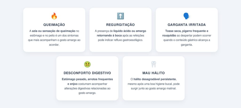 Quais sintomas costumam acompanhar o gosto amargo?