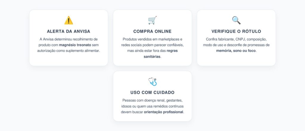 Magnésio Treonato: Alerta da Anvisa para Comprar Suplementos Online