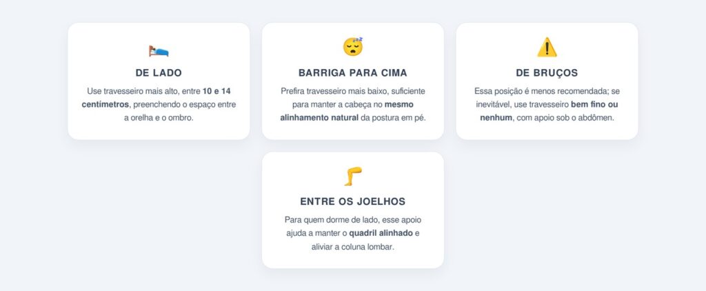 Qual a altura ideal do travesseiro para cada posição?