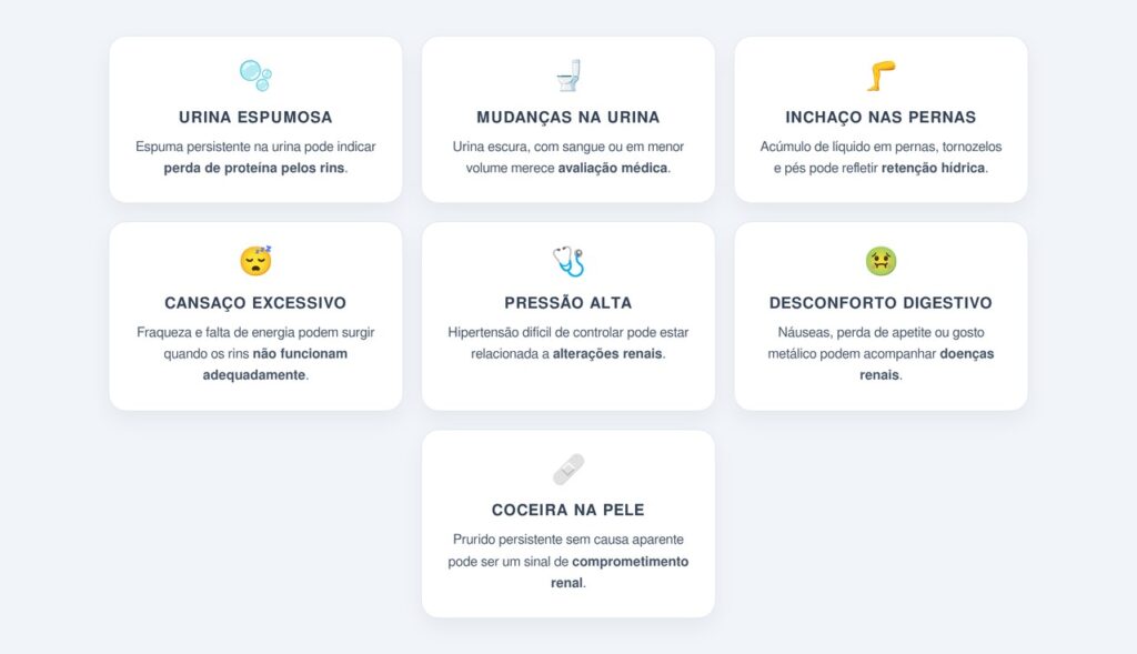 Que outros sinais costumam acompanhar uma alteração renal?