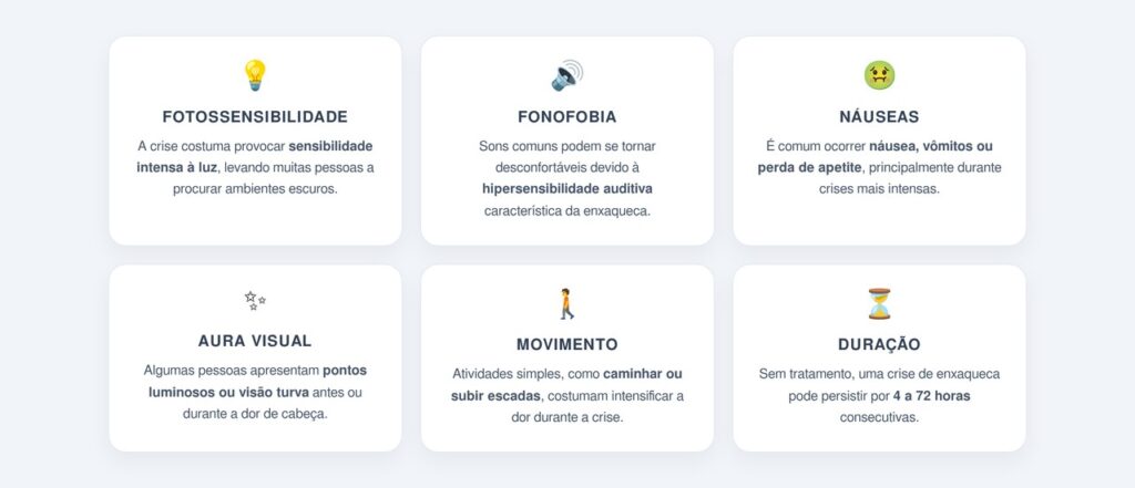 Quais sintomas acompanham a enxaqueca?