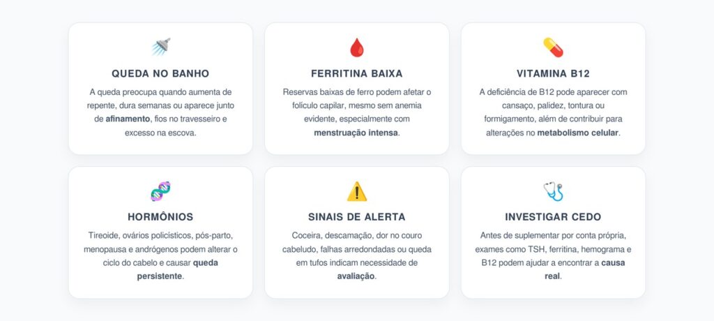 Queda de Cabelo no Banho: Sinais Antes da Falha Visível