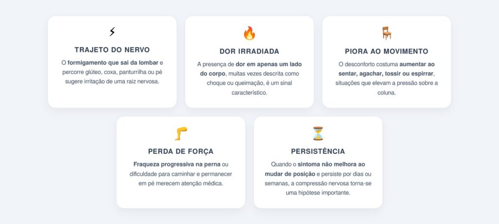 Quais sinais indicam compressão nervosa?