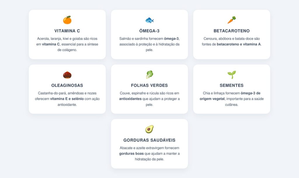 Quais nutrientes são essenciais para a pele?